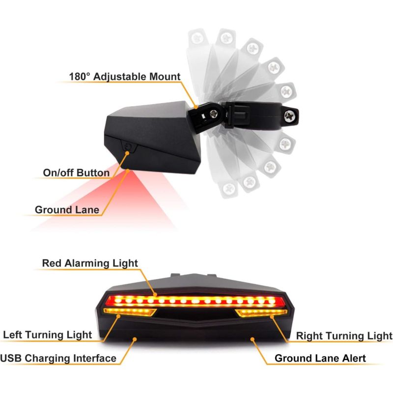 Ampulla C1 Luz Trasera Bicicleta LED con Control Remoto para Seguridad y Carril Láser
