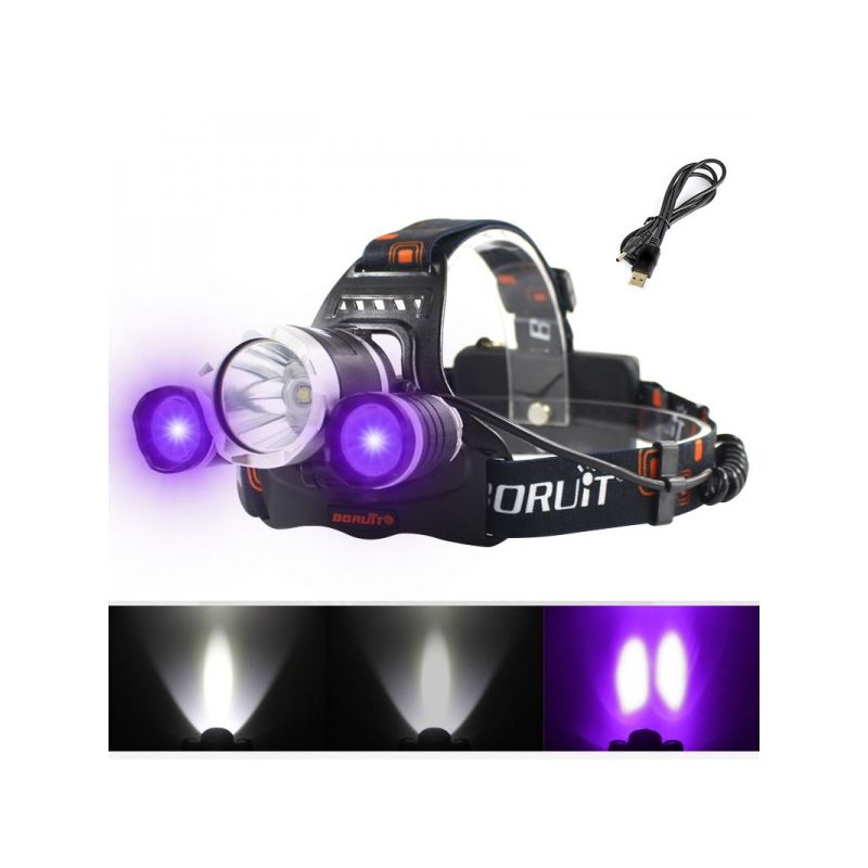 Boruit RJ-3000 Faro LED para camping luz blanca T6 luz verde XPE R5 1000 lúmenes diseño duradero impermeable