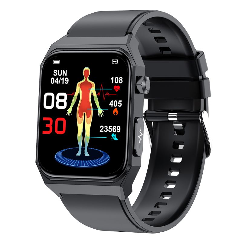 E530 Reloj inteligente de glucosa en sangre ECG  PPG Frecuencia cardíaca Presión arterial IP68 Reloj inteligente a prueba de agua