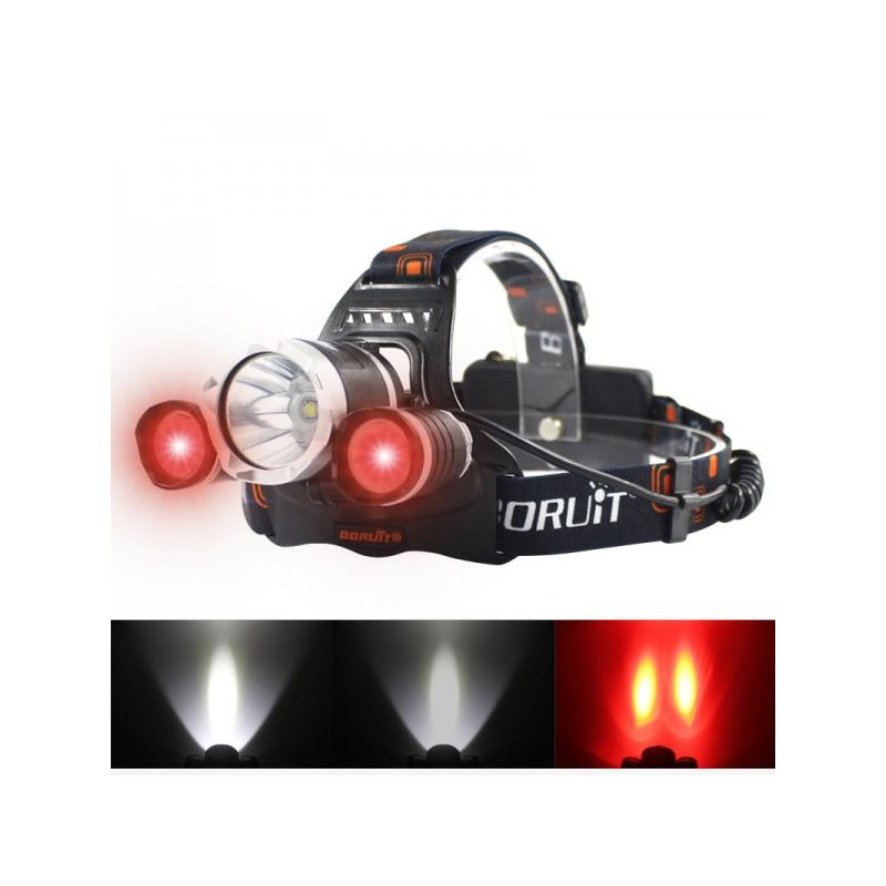 Boruit RJ-3000 Faro LED para camping luz blanca T6 luz verde XPE R5 1000 lúmenes diseño duradero impermeable