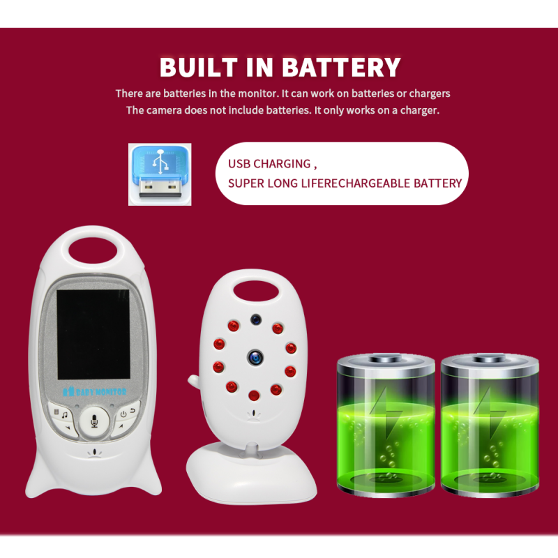Monitor de Bebé VB601 2.4G con Visión Nocturna Comunicación Bidireccional y Monitoreo de Temperatura