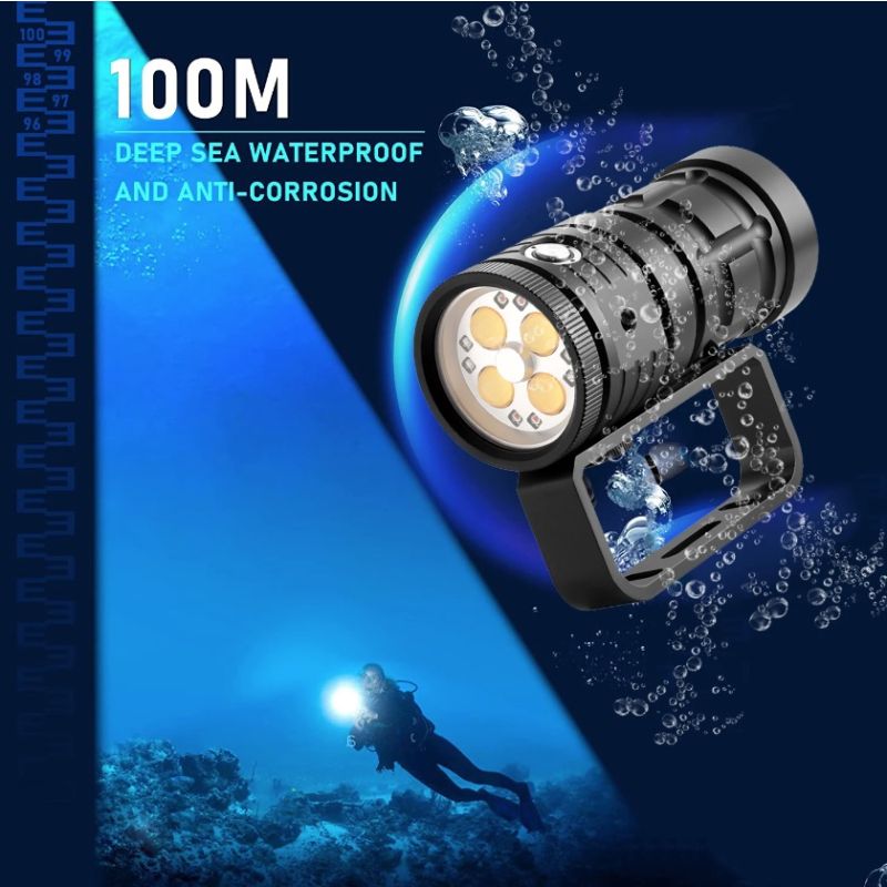 Luz de Buceo Antorcha Destacada 25000 Lúmenes Linterna Táctica Submarina para Fotografía y Aventuras 120M