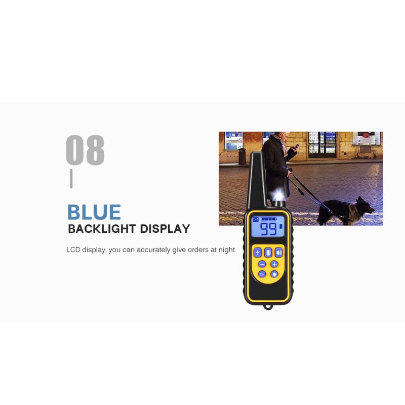 Collar de Entrenamiento para Perros 800m Impermeable Recargable con Control Remoto y Pantalla LCD Ajustable