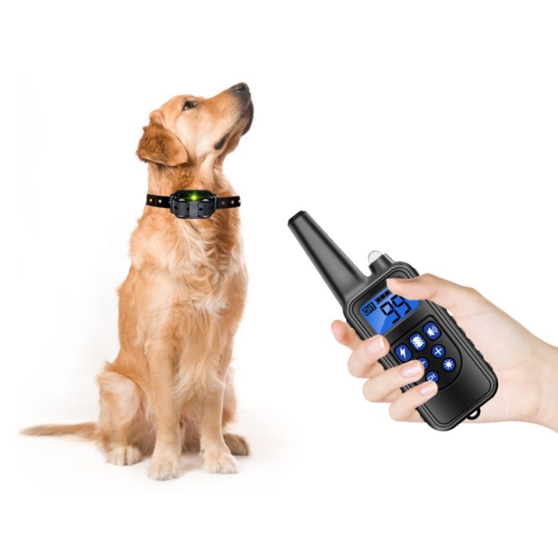 Collar impermeable para perros 800m IP7 dispositivo de adiestramiento con vibración choque sonido niveles ajustables