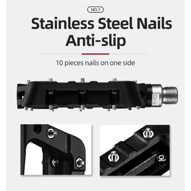 Pedales de Bicicleta ROCKBROS Ultraligeros Nailon Plataforma Plana para Ciclismo BMX MTB Alta Calidad