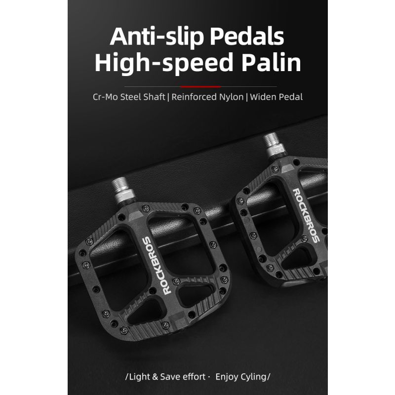 Pedales de Bicicleta ROCKBROS Ultraligeros Nailon Plataforma Plana para Ciclismo BMX MTB Alta Calidad