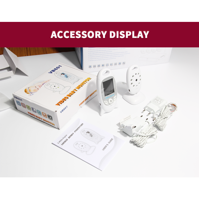 Monitor de Bebé VB601 2.4G con Visión Nocturna Comunicación Bidireccional y Monitoreo de Temperatura