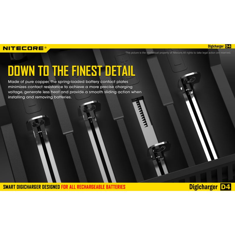 Cargador Nitecore D4 con pantalla LCD cargar baterías Li-Ion 18650 14500 26650 seguridad carga avanzada