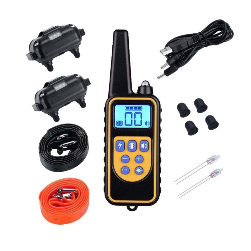 Collar de Entrenamiento para Perros 800m Impermeable Recargable con Control Remoto y Pantalla LCD Ajustable