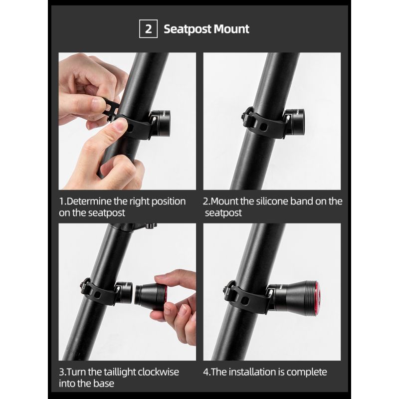 Luz Trasera LED ROCKBROS Q5 Impermeable IPx6 para Bicicletas Seguridad con Detección de Vibración y Frenado