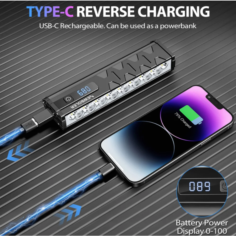 Luz delantera para bicicleta NITEBEAM 10000 lúmenes recargable 10000 mAh impermeable ideal montaña y carretera