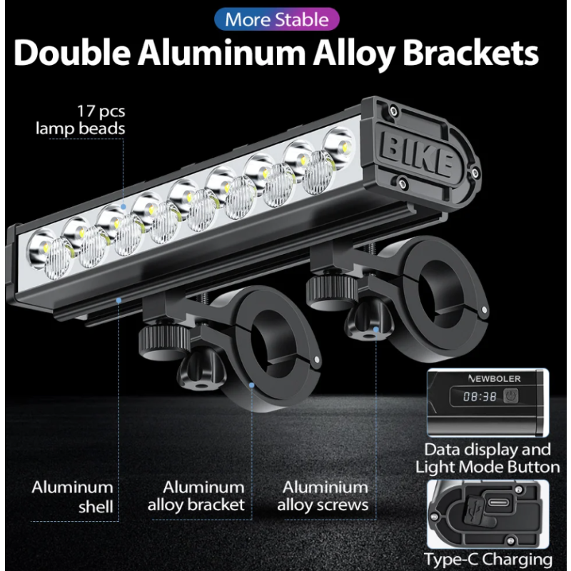 Luz delantera para bicicleta NITEBEAM 10000 lúmenes recargable 10000 mAh impermeable ideal montaña y carretera