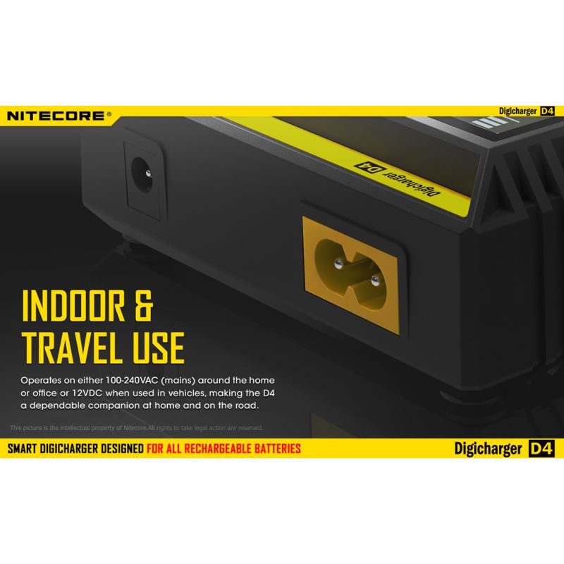 Cargador Nitecore D4 con pantalla LCD cargar baterías Li-Ion 18650 14500 26650 seguridad carga avanzada