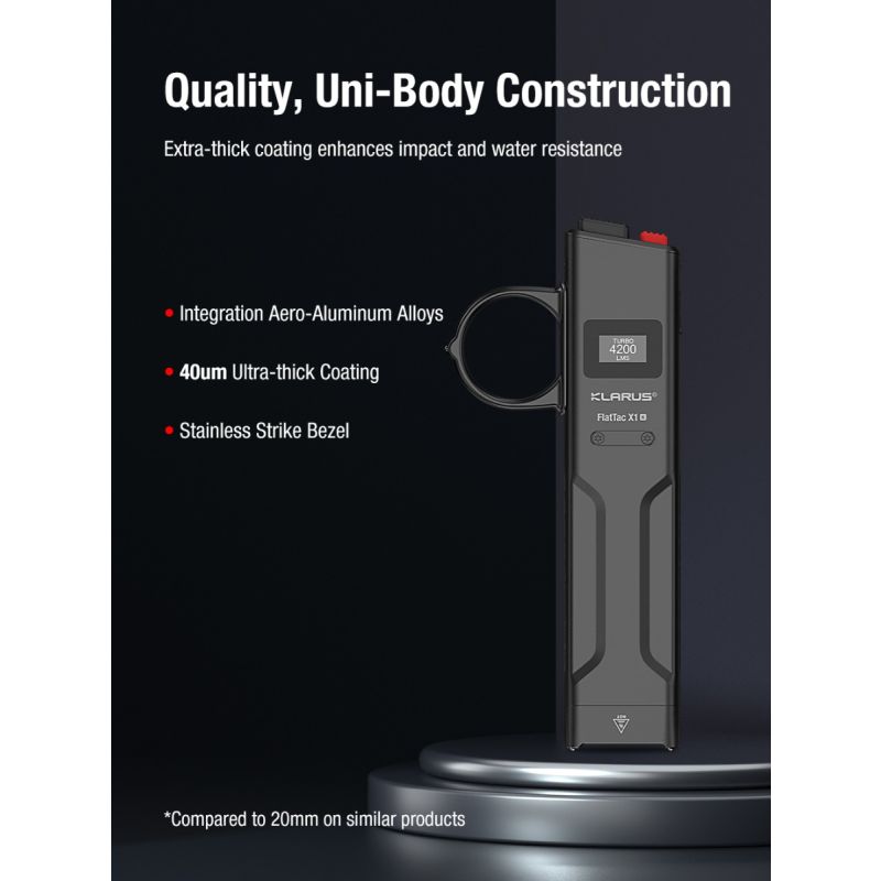 Klarus X1 FlatTac 4200LM EDC Ultradelgada Linterna Táctica Acero Inoxidable USB-C Recargable 2 Años Garantía