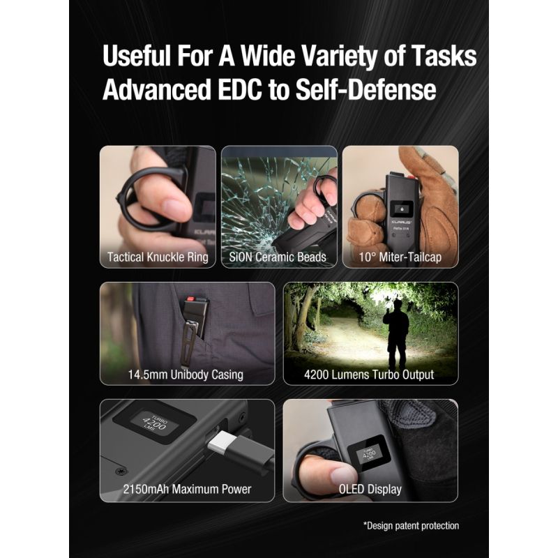 Klarus X1 FlatTac 4200LM EDC Ultradelgada Linterna Táctica Acero Inoxidable USB-C Recargable 2 Años Garantía