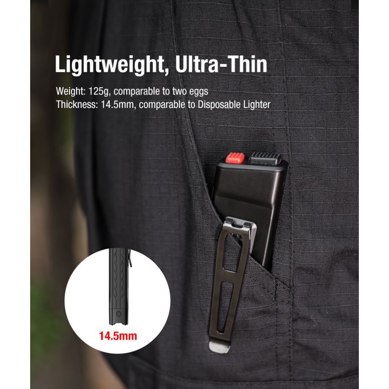 Klarus X1 FlatTac 4200LM EDC Ultradelgada Linterna Táctica Acero Inoxidable USB-C Recargable 2 Años Garantía