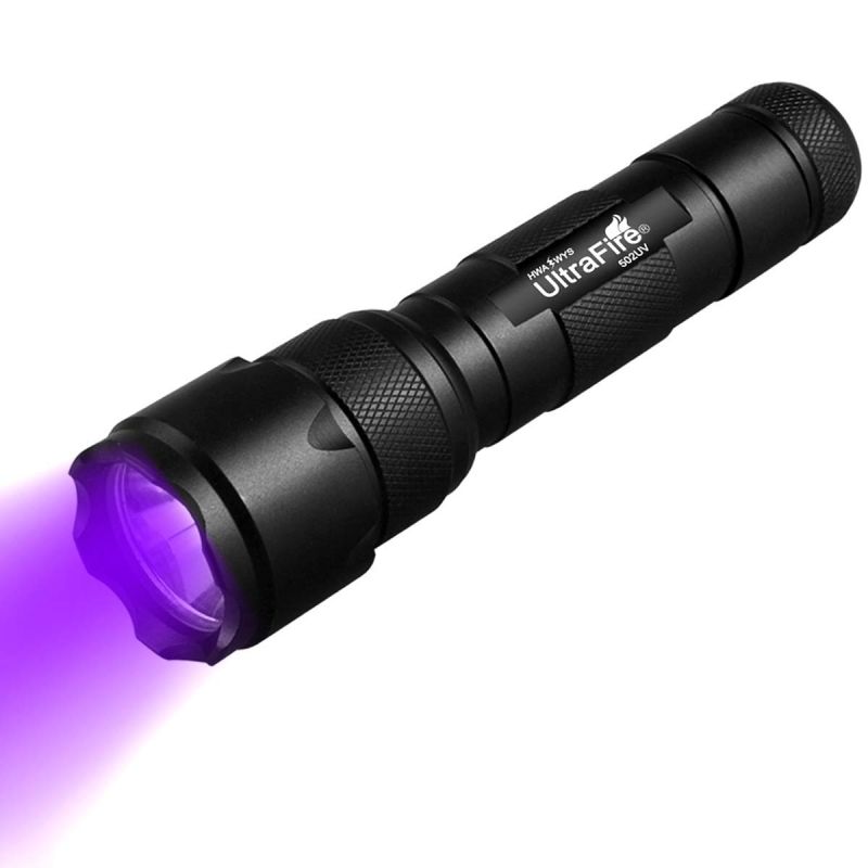 UltraFire WF-502B.2 Linterna LED UV 395nm para detección de manchas de mascotas y linterna compacta duradera