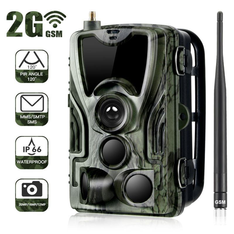 Cámara de Trail HC801M 20MP Visión Nocturna 2G MMS SMS Cámaras de Caza con 42 LEDs para Fotografía de Fauna