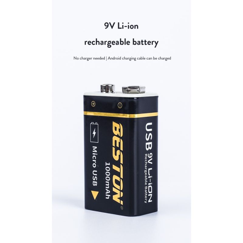 Batería Beston 9V recargable 1000mAh micro USB de iones de litio para RC opción de energía sostenible alta capacidad