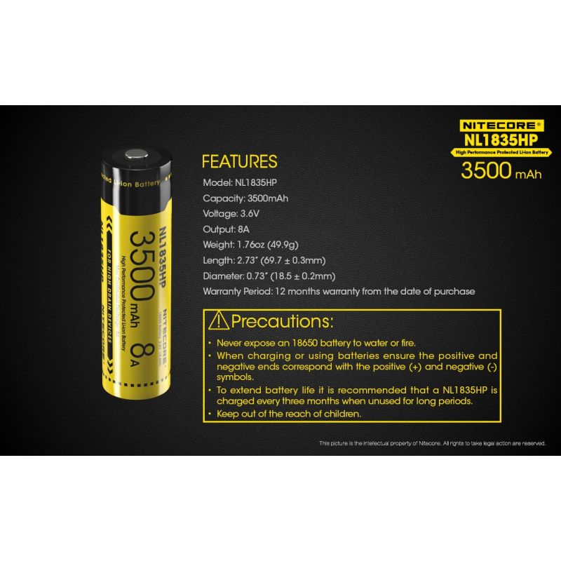 Batería Nitecore NL1835HP 3500mAh recargable para dispositivos de alto drenaje energía portátil confiable