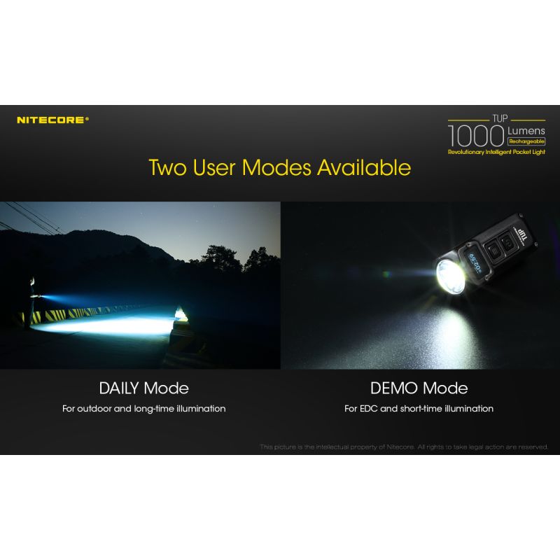 Linterna compacta Nitecore TUP 1000 lúmenes LED XP-L HD V6 recargable USB luz portátil senderismo OLED