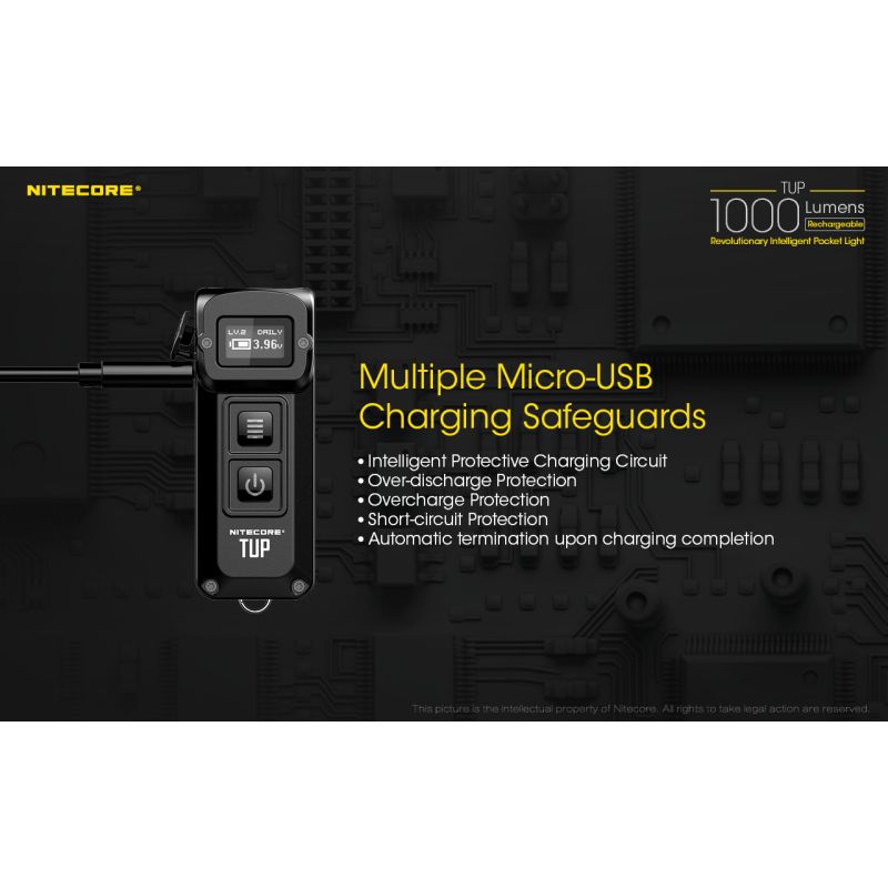 Linterna compacta Nitecore TUP 1000 lúmenes LED XP-L HD V6 recargable USB luz portátil senderismo OLED