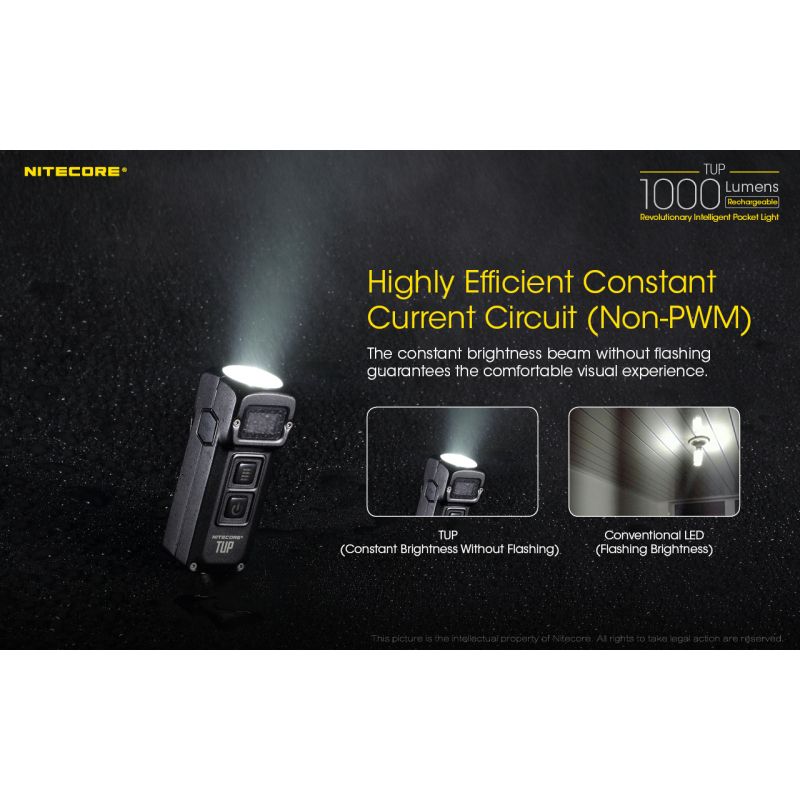 Linterna compacta Nitecore TUP 1000 lúmenes LED XP-L HD V6 recargable USB luz portátil senderismo OLED