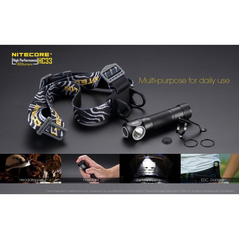 Nitecore HC33 Faro LED Ajustable 1800 lúmenes Iluminación Superior Recargable para Camping y Senderismo