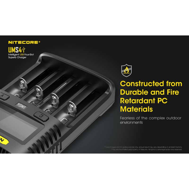 Nitecore UMS4 Cargador USB Inteligente 4 Ranuras con Carga Rápida USB-C para Entusiastas de Baterías
