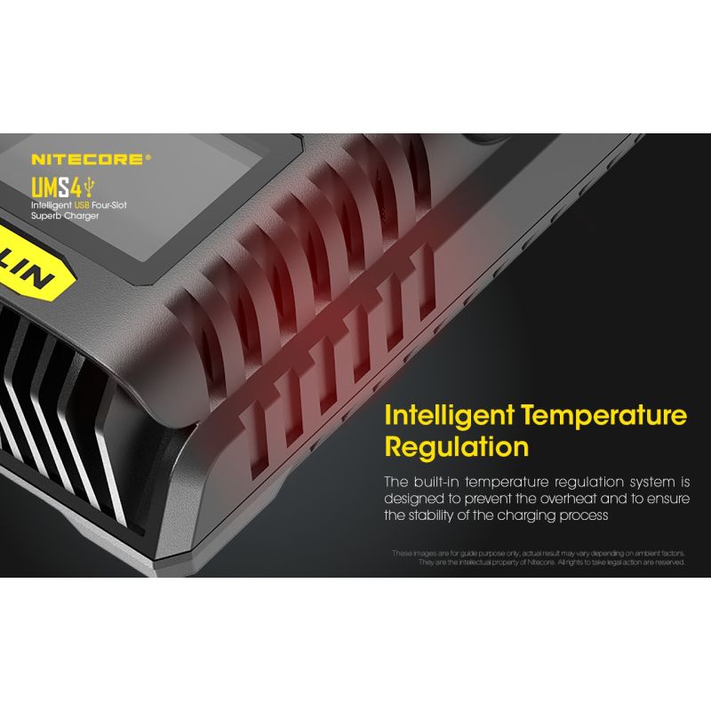 Nitecore UMS4 Cargador USB Inteligente 4 Ranuras con Carga Rápida USB-C para Entusiastas de Baterías