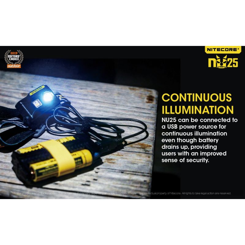 Descubre Nitecore NU25 Faro XP-G2 S3 LED de 360 lúmenes recargable ideal para iluminación exterior y camping