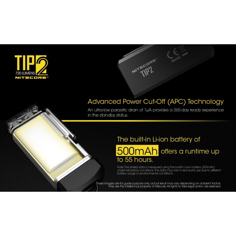Linterna de llavero NITECORE TIP2 LED 720 lúmenes diseño compacto recargable USB para uso diario y emergencias