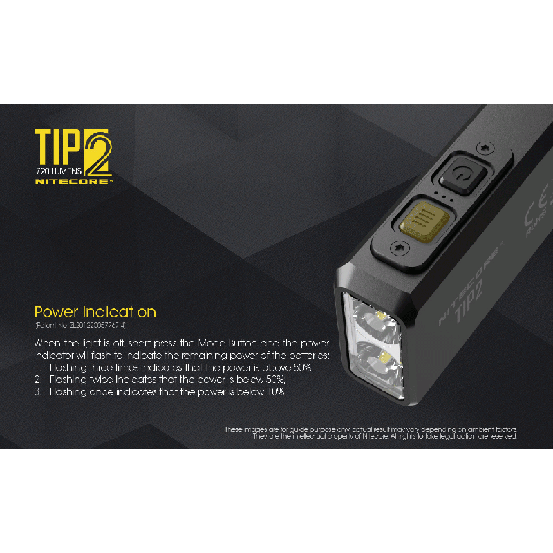 Linterna de llavero NITECORE TIP2 LED 720 lúmenes diseño compacto recargable USB para uso diario y emergencias