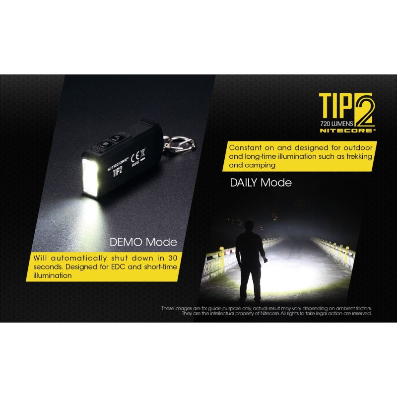 Linterna de llavero NITECORE TIP2 LED 720 lúmenes diseño compacto recargable USB para uso diario y emergencias