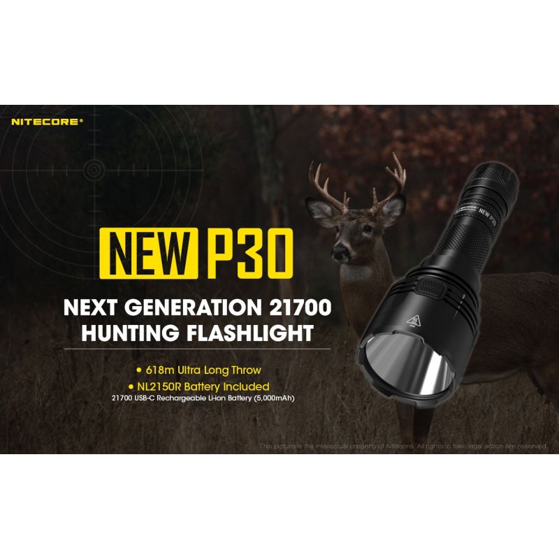 Linterna LED Nitecore P30 XP-L HI V3 1000 lúmenes haz 618 metros linterna de alto rendimiento búsqueda y rescate