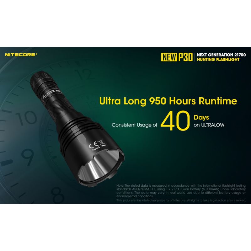 Linterna LED Nitecore P30 XP-L HI V3 1000 lúmenes haz 618 metros linterna de alto rendimiento búsqueda y rescate