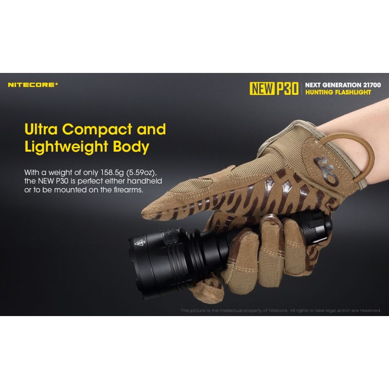 Linterna LED Nitecore P30 XP-L HI V3 1000 lúmenes haz 618 metros linterna de alto rendimiento búsqueda y rescate