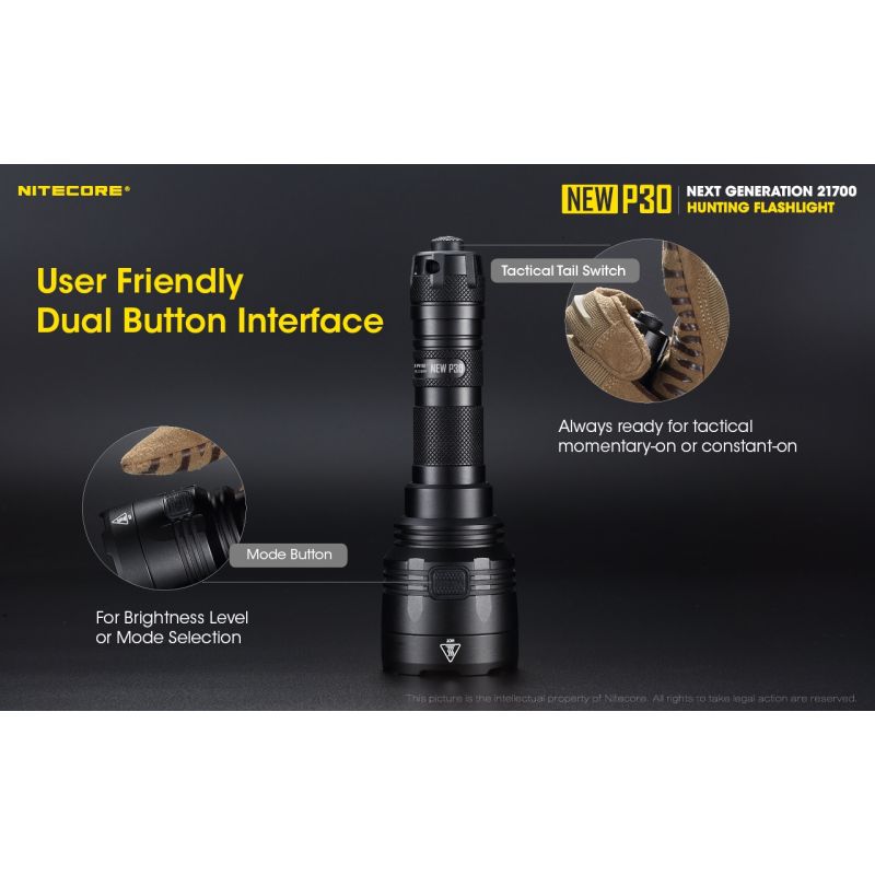 Linterna LED Nitecore P30 XP-L HI V3 1000 lúmenes haz 618 metros linterna de alto rendimiento búsqueda y rescate