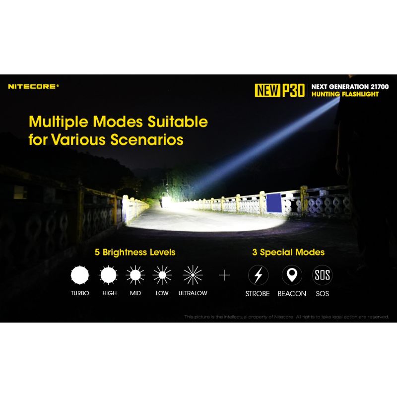 Linterna LED Nitecore P30 XP-L HI V3 1000 lúmenes haz 618 metros linterna de alto rendimiento búsqueda y rescate