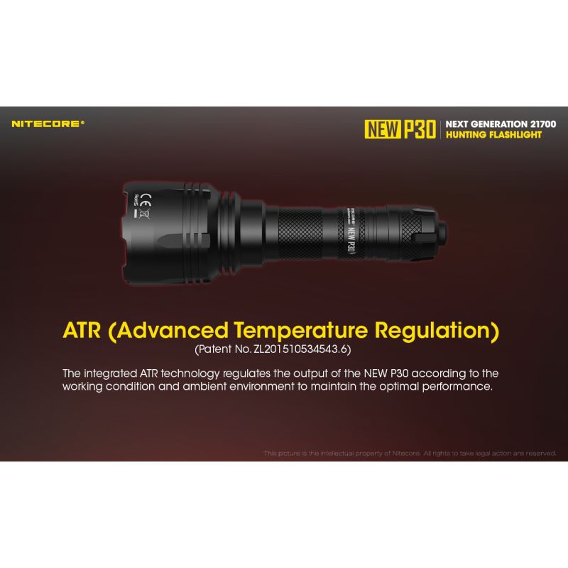 Linterna LED Nitecore P30 XP-L HI V3 1000 lúmenes haz 618 metros linterna de alto rendimiento búsqueda y rescate