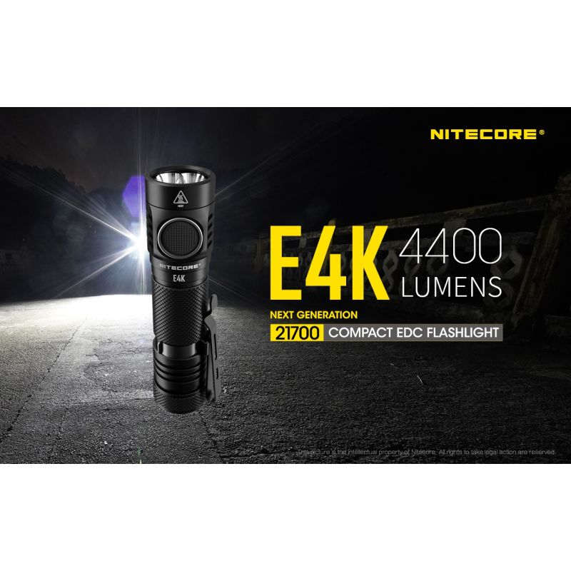 Linterna Nitecore E4K 4400 lúmenes con LED XP-L2 V6 batería 21700 diseño compacto e impermeable para EDC