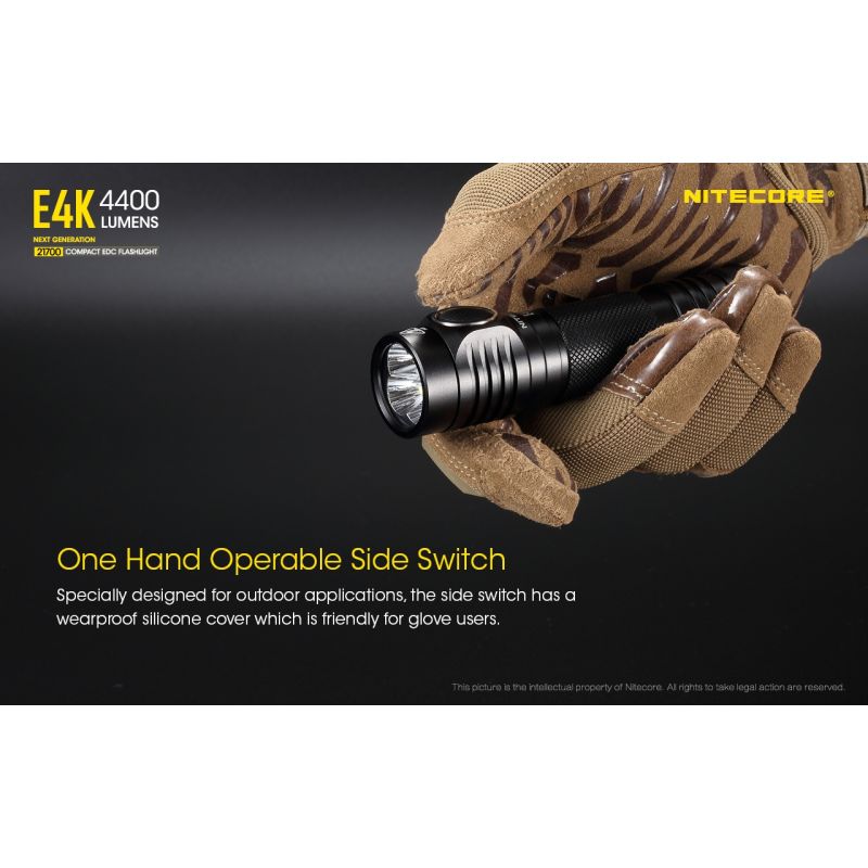 Linterna Nitecore E4K 4400 lúmenes con LED XP-L2 V6 batería 21700 diseño compacto e impermeable para EDC