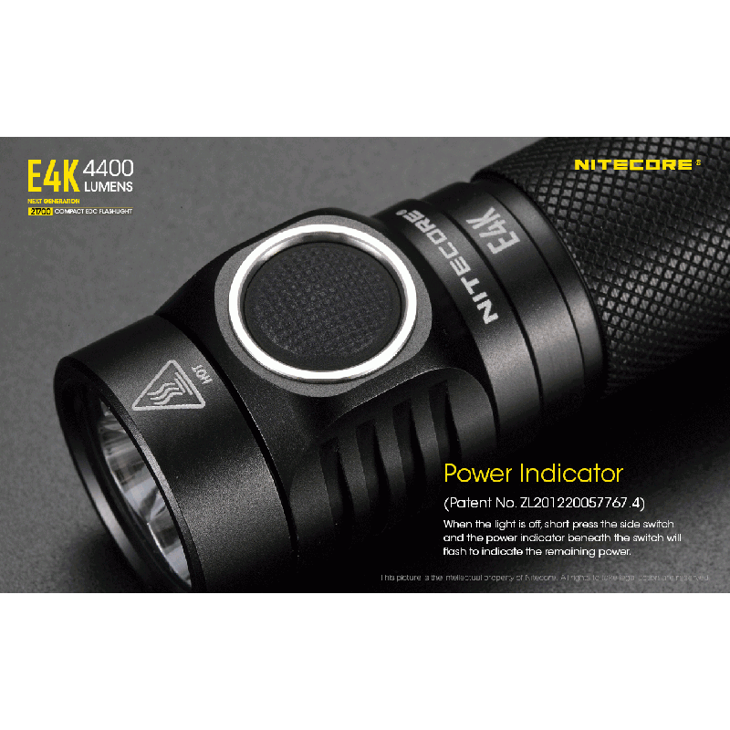 Linterna Nitecore E4K 4400 lúmenes con LED XP-L2 V6 batería 21700 diseño compacto e impermeable para EDC