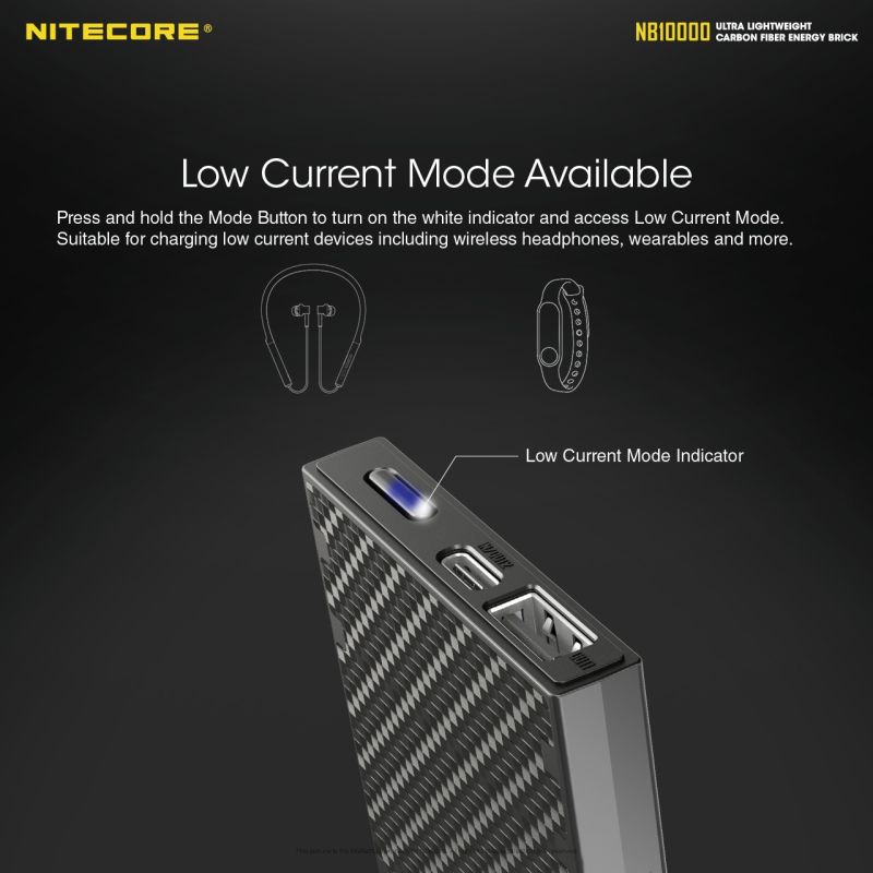 Banco de energía NITECORE NB10000 10000mAh dual USB/USB-C ligero carga rápida para iPhone 11 Samsung S10