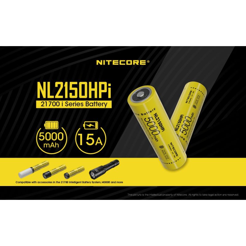 Batería NITECORE NL2150HPI 5000mAh 3.6V 21700 Alto Rendimiento para Dispositivos Electrónicos y Linternas