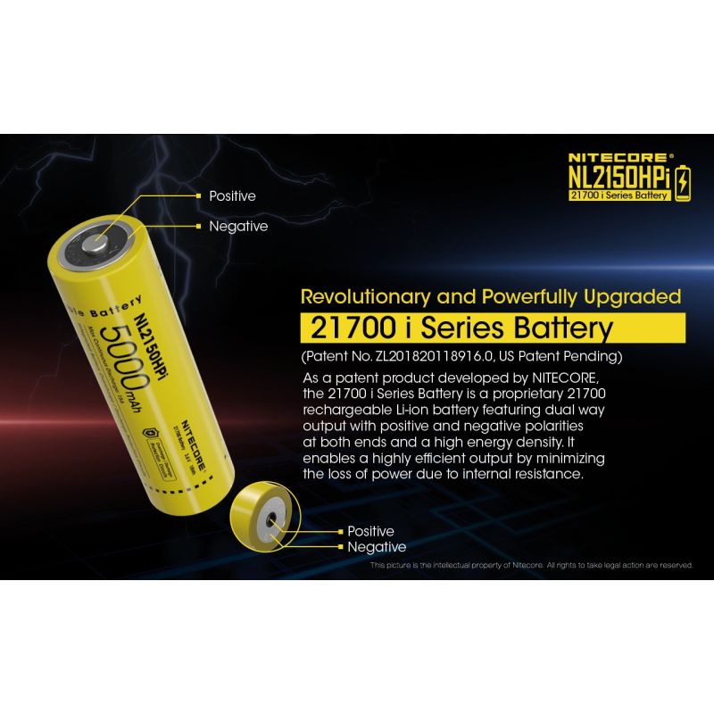 Batería NITECORE NL2150HPI 5000mAh 3.6V 21700 Alto Rendimiento para Dispositivos Electrónicos y Linternas