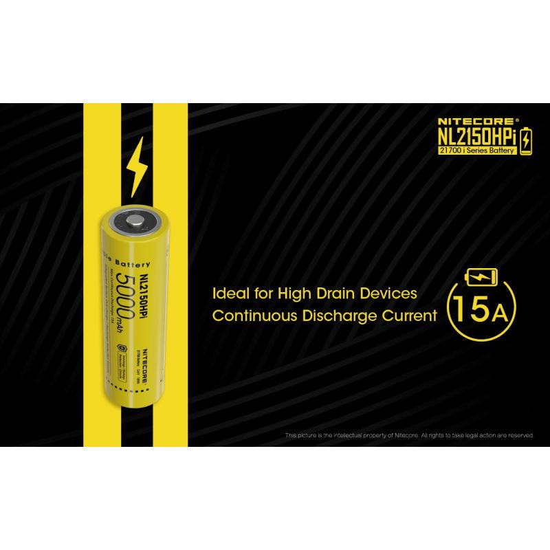 Batería NITECORE NL2150HPI 5000mAh 3.6V 21700 Alto Rendimiento para Dispositivos Electrónicos y Linternas