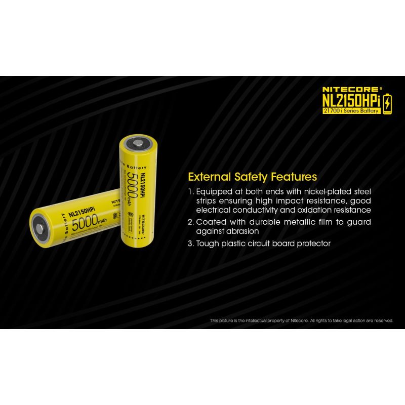 Batería NITECORE NL2150HPI 5000mAh 3.6V 21700 Alto Rendimiento para Dispositivos Electrónicos y Linternas