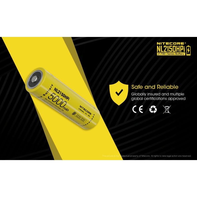 Batería NITECORE NL2150HPI 5000mAh 3.6V 21700 Alto Rendimiento para Dispositivos Electrónicos y Linternas