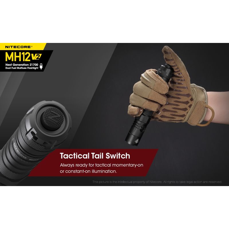 Linterna LED Nitecore MH12 V2 XP-L2 V6 1200 lúmenes iluminación portátil con batería 21700 para exteriores
